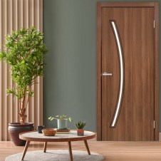 Двері Ostin ПВХ горіх міланський скло сатин в інтерьєрі